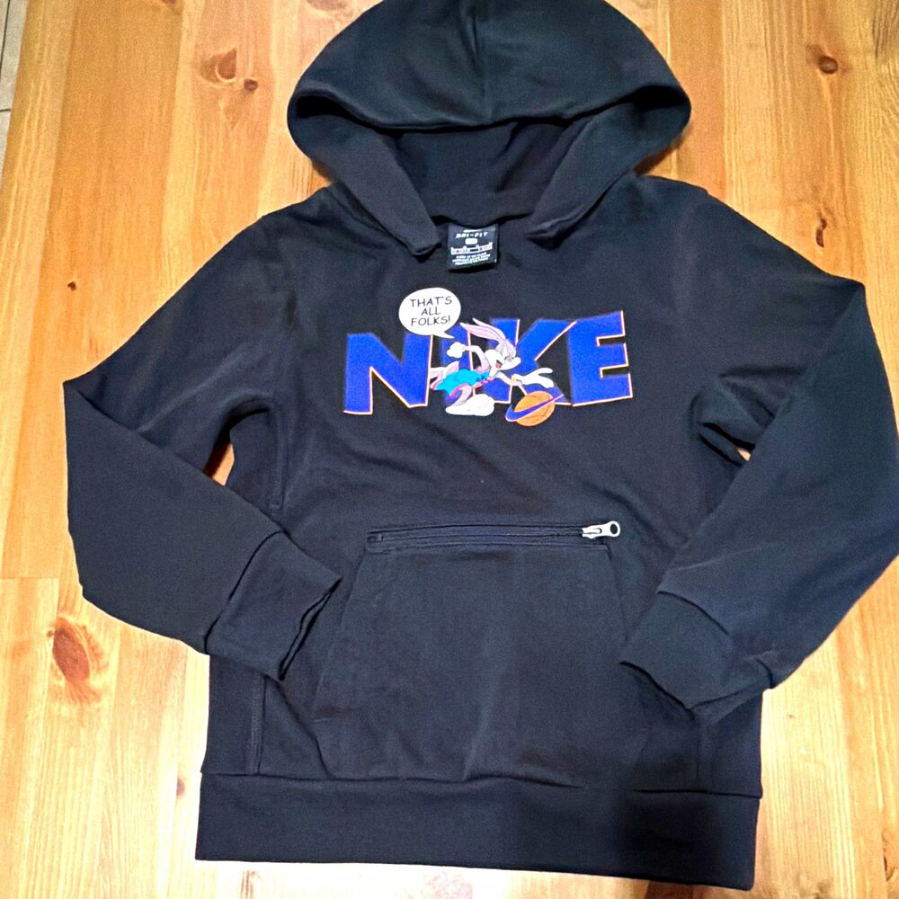 Nike Dri-FIT Space Jam Hoodie Kids Size 6 M Black Bugs Bunny Standard issue